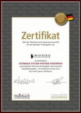 Сертификат о заключении системного партнерства с компанией Steinbach Wintergarten KG